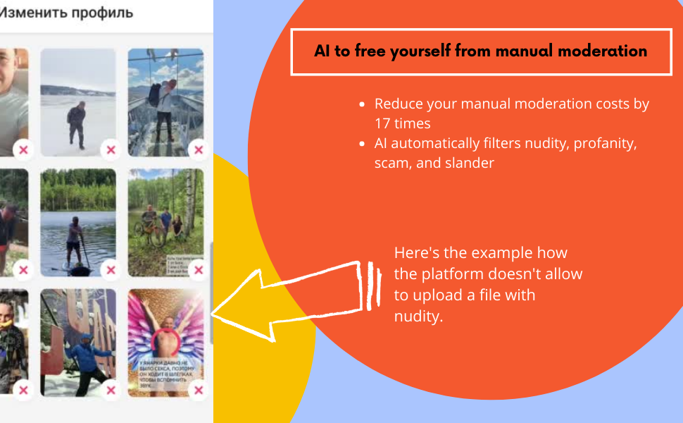 AI filter for nudity, profanity, scam